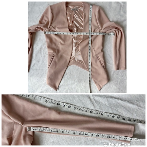 BCBGeneration Women’s Pale Pink Tuxedo Collarless Fitted Blazer Jacket, Small - Picture 9 of 16